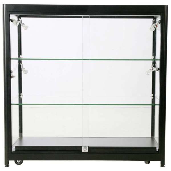 LED udstillingsmontre sort 90x90x45 cm