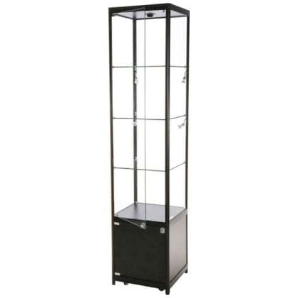 LED udstillingsmontre sort 45x200x45 cm med underskab
