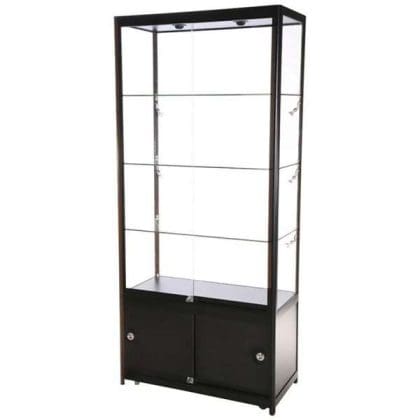 LED udstillingsmontre sort 90x200x45 cm med underskab