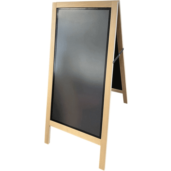 A-Skilt i lys bøg inkl. magnet kridttavle 42x87 cm
