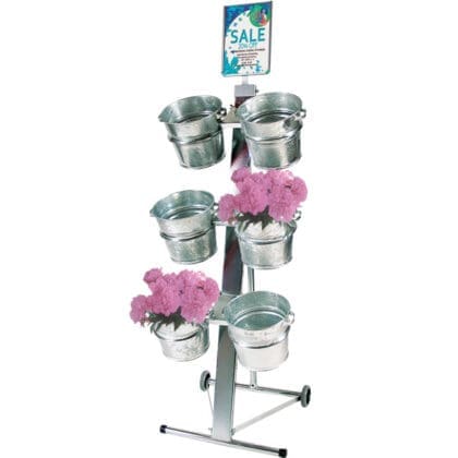 Gulvdisplay - mobilt med 6 blomster spande