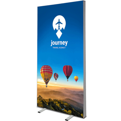 Brightbox Single 100x200 cm roll-up banner med rejsemotiv
