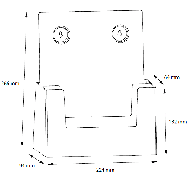 Brochureholder bord 2 rum A4 højformat 2DA4P - Billede 3