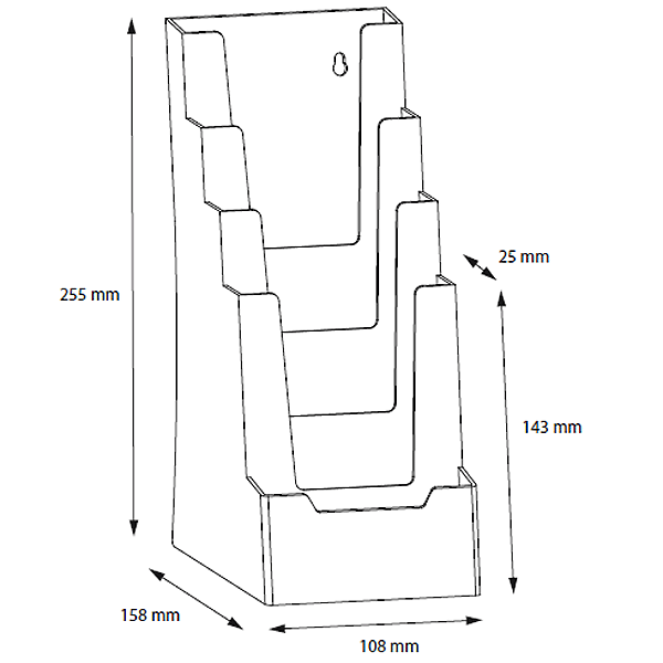 Flyer holder bord 4 + 1 rum M65 højformat - 4D13A4P - Billede 3