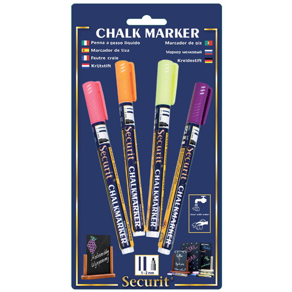 4 pangfarvede kridtmarker penne 2 mm