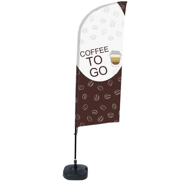 BeachFlag komplet med print - COFFEE TO GO - 89x240 cm
