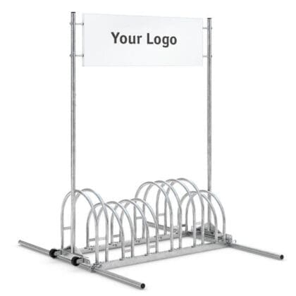 Cykelstativ til 6 cykler inkl. logo-top