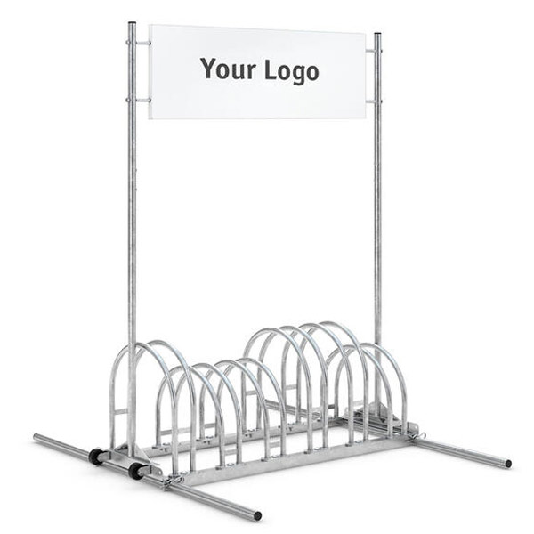Cykelstativ til 6 cykler inkl. logo-top