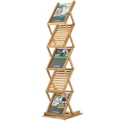 Brochurestander Fold-Up i træ, med 5 fag til A4