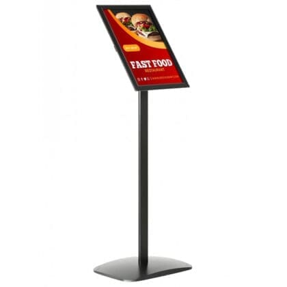 Menuboard sort med design fod og snapramme A3