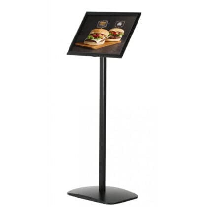 Menuboard sort med design fod og snapramme A4