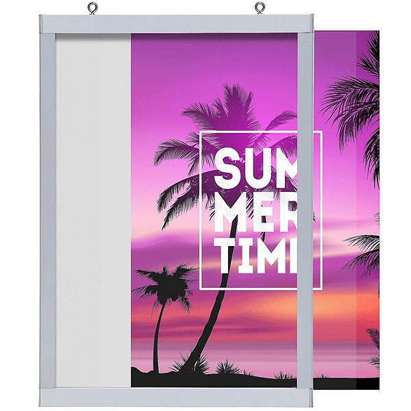 LED Slide-In plakatramme med "Summer Time" plakat og palmer