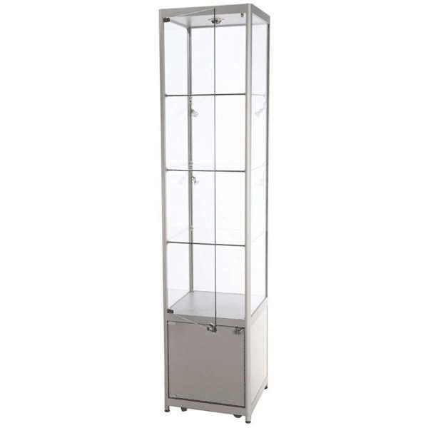 LED udstillingsmontre 45x200x45 cm med underskab