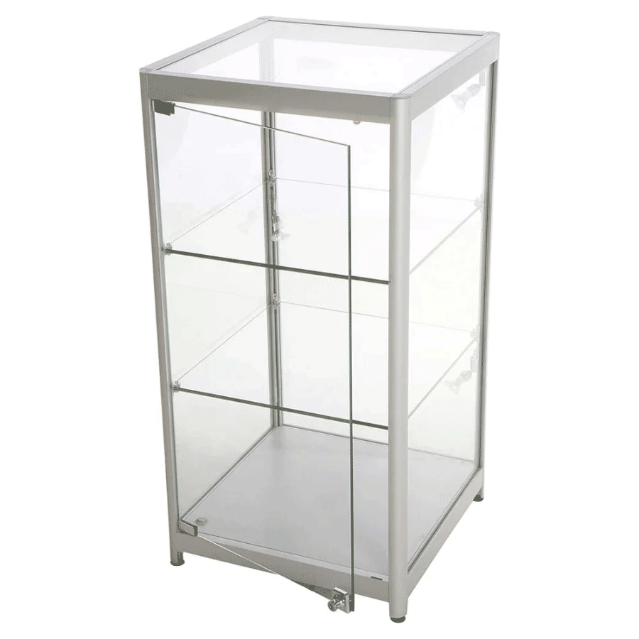 LED udstillingsmontre 45x90x45 cm i aluminium og glas-01