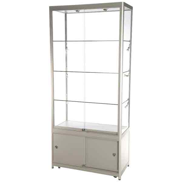 LED udstillingsmontre 90x200x45 cm med underskab