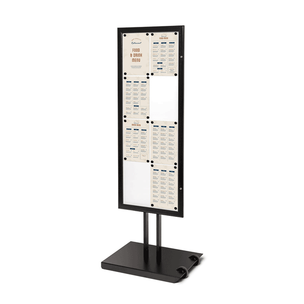 Menu skiltestander sort 8xA4 én side