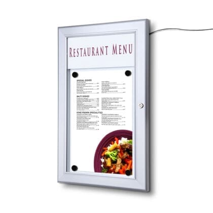 Udendørs LED menu opslagsskab med magnettavle 1xA4