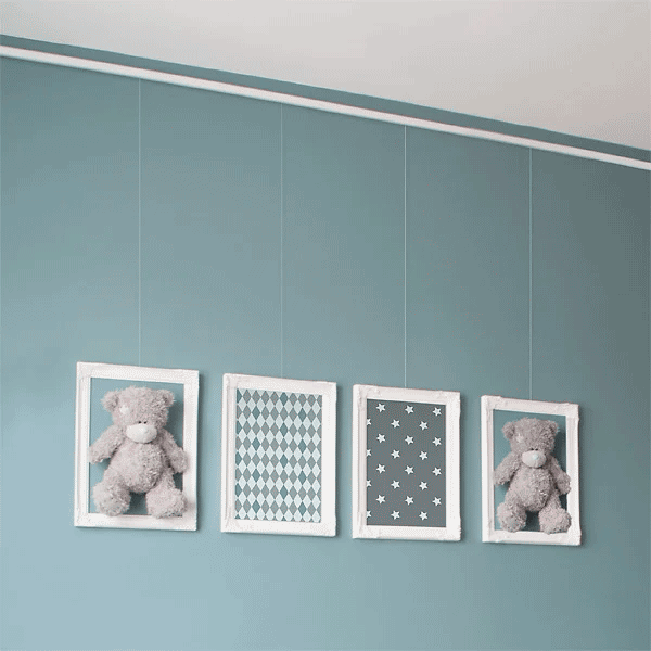Minirail Galleriskinne komplet kit hvid og sølv 200 cm 