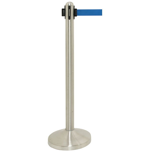 Kø-Leder stolpe outdoor sølv med blå sele 210 cm
