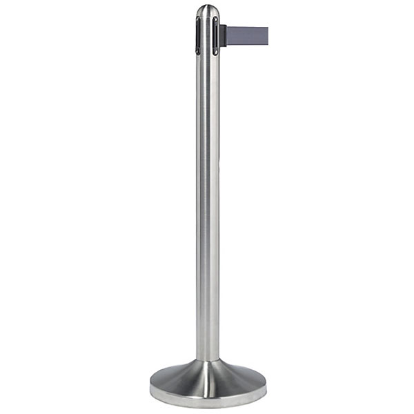 Kø-Leder stolpe outdoor sølv med grå sele 210 cm