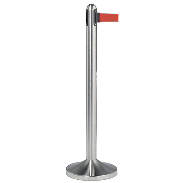 Kø-Leder stolpe outdoor sølv med rød sele 210 cm