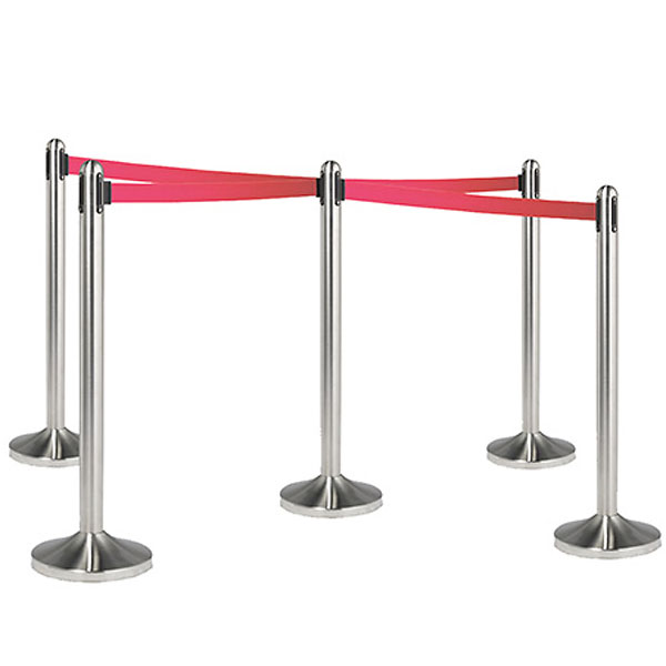 Kø-Leder stolpe outdoor sølv med rød sele 210 cm - Billede 2