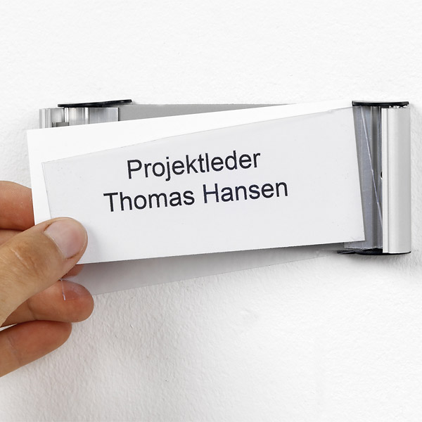 Fleksibelt vægskilt til kontornavn eller funktionsbetegnelse i aluminium
