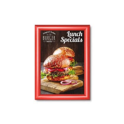Snapramme 25 mm RØD profil i gering - A4 - 21 cm x 29,7 cm - Aluminium