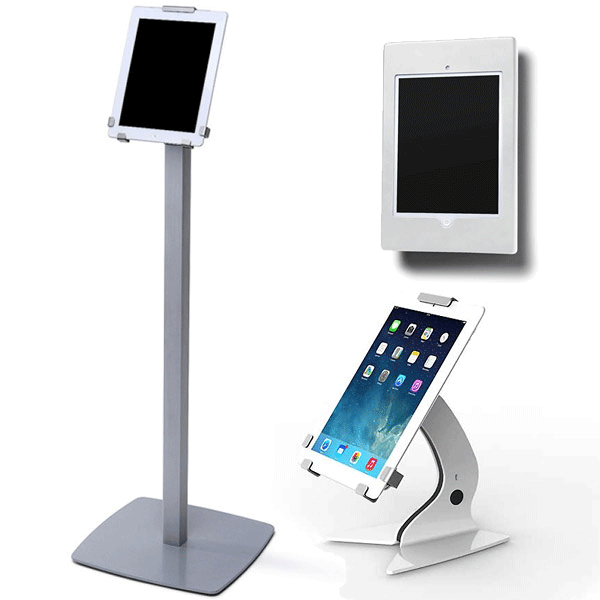 Forskellige tablet holdere for digital skiltning