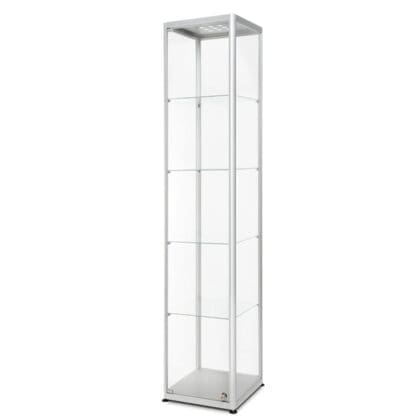LED udstillingsmontre 40 x 200 x 40 cm i aluminium og glas