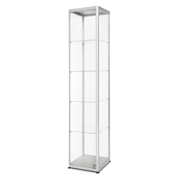 LED udstillingsmontre 40 x 200 x 40 cm i aluminium og glas