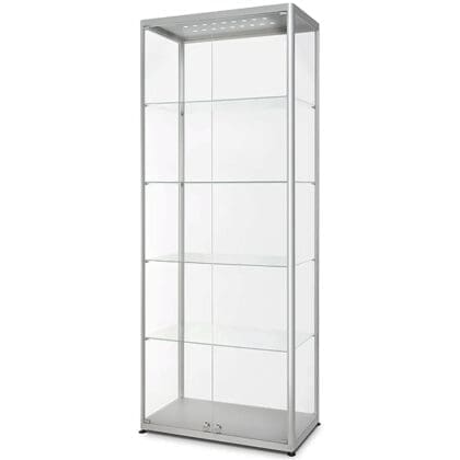 LED udstillingsmontre i aluminium og glas 80x200x40 cm (F)