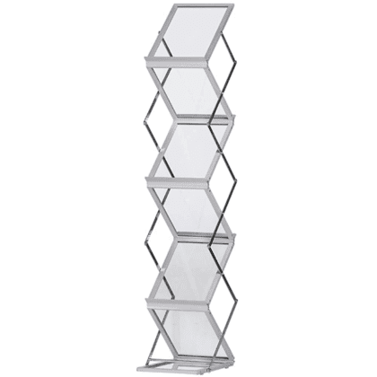 Zig-Zag Brochurestander transparent og foldbar 6xA4