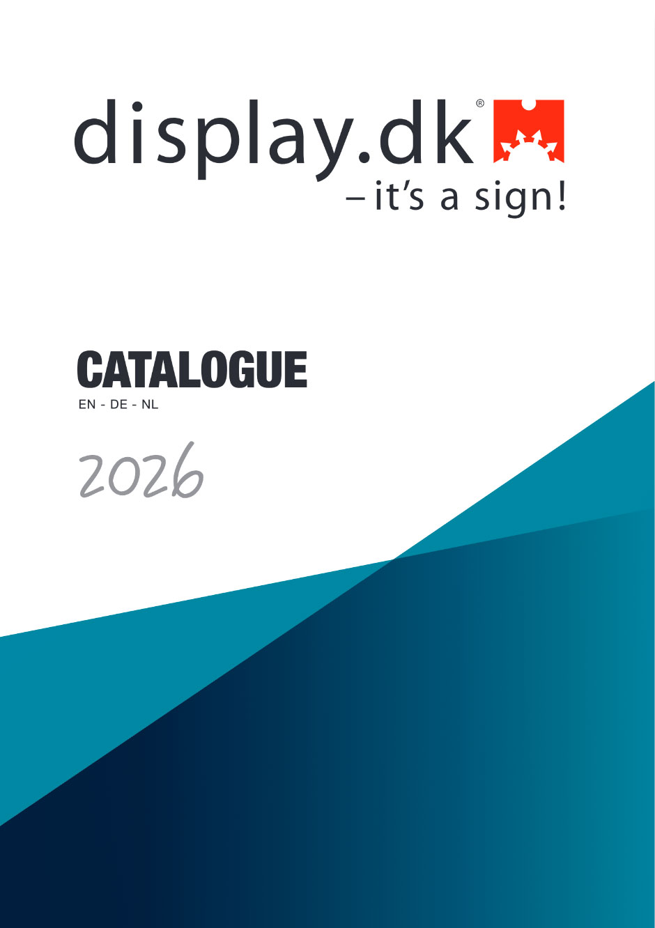 Display.dk katalog 2026 for varer i flere sprog, omslagsvisning